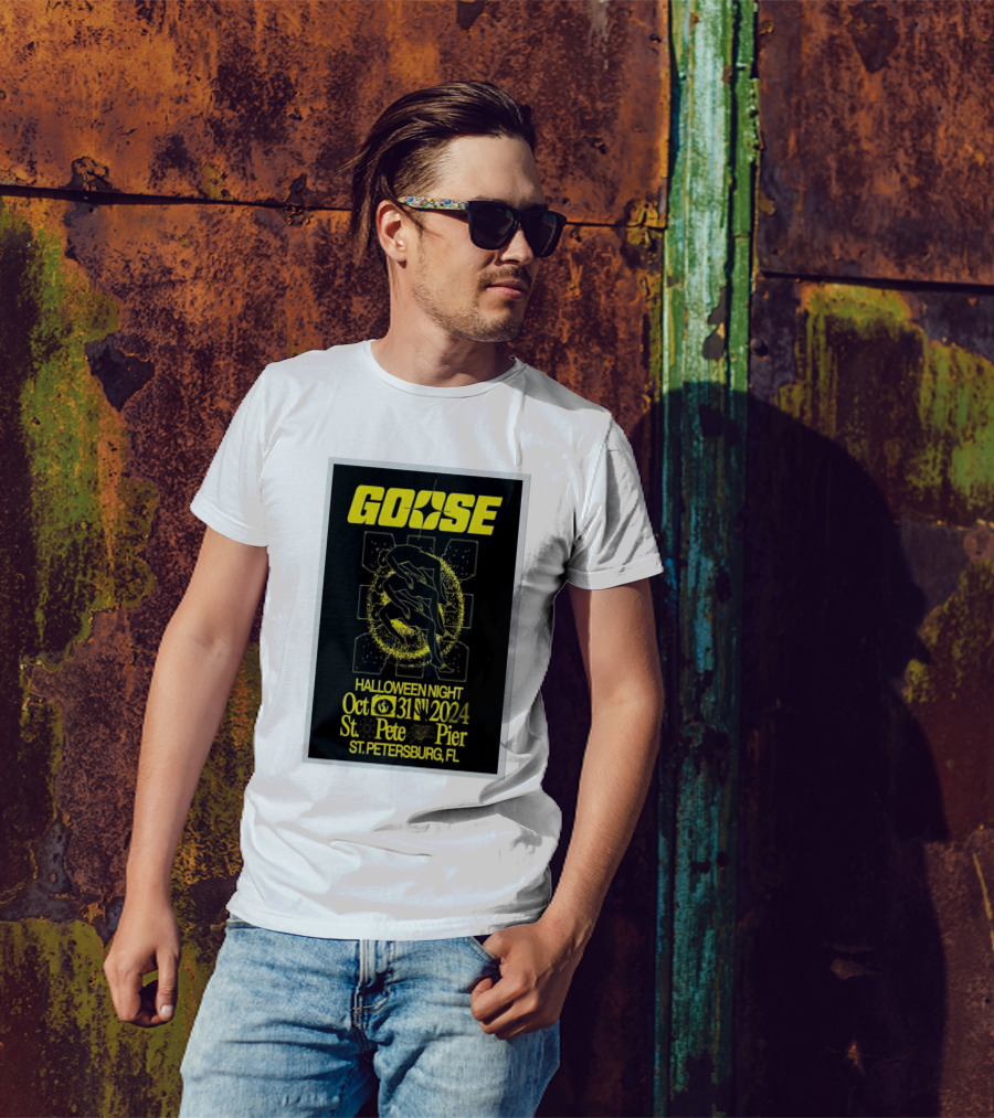 Goose Halloween Night Oct 31 2024 St Pete Pier St Petersburg FL Yellow Cosmic T-Shirt