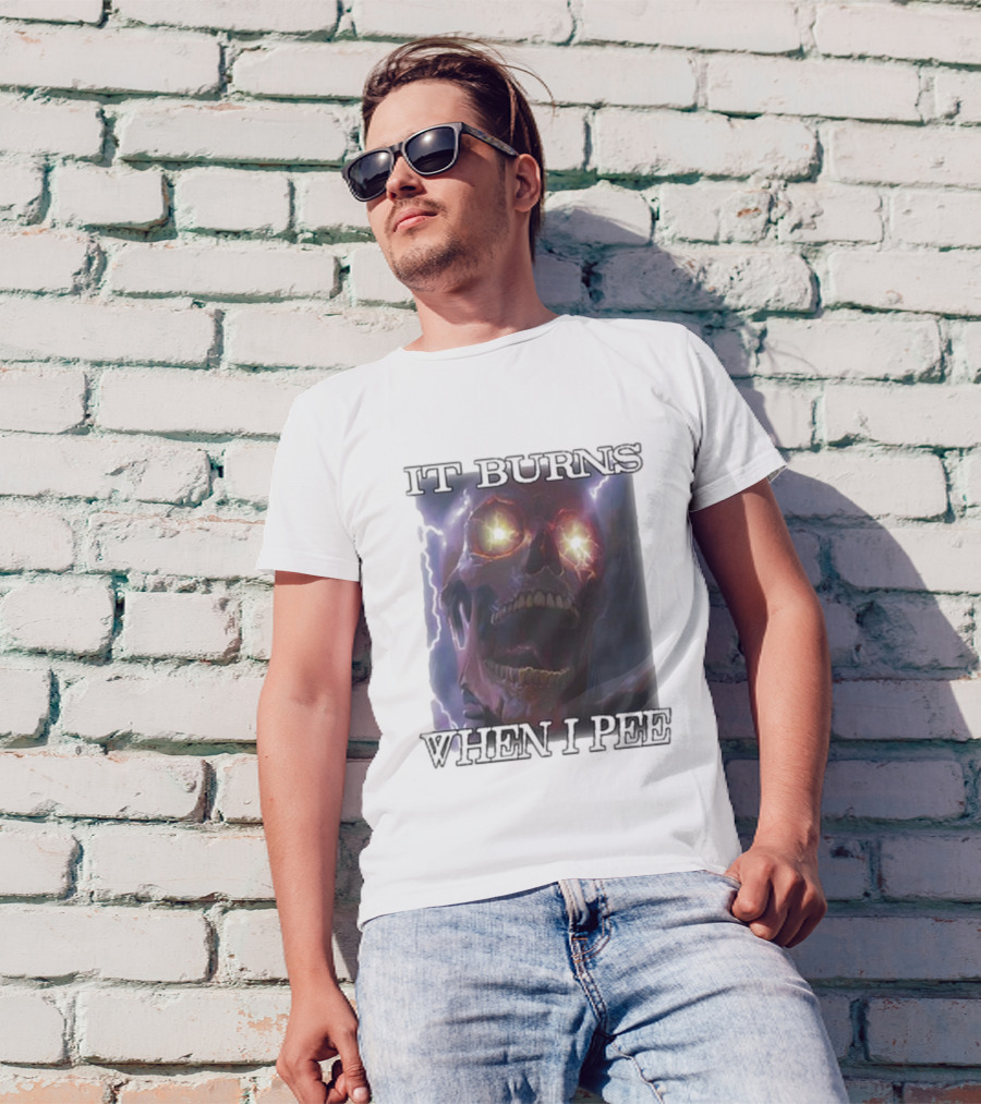 It Burns When I Pee Glowing Skeleton With Lightning Eyes T-Shirt
