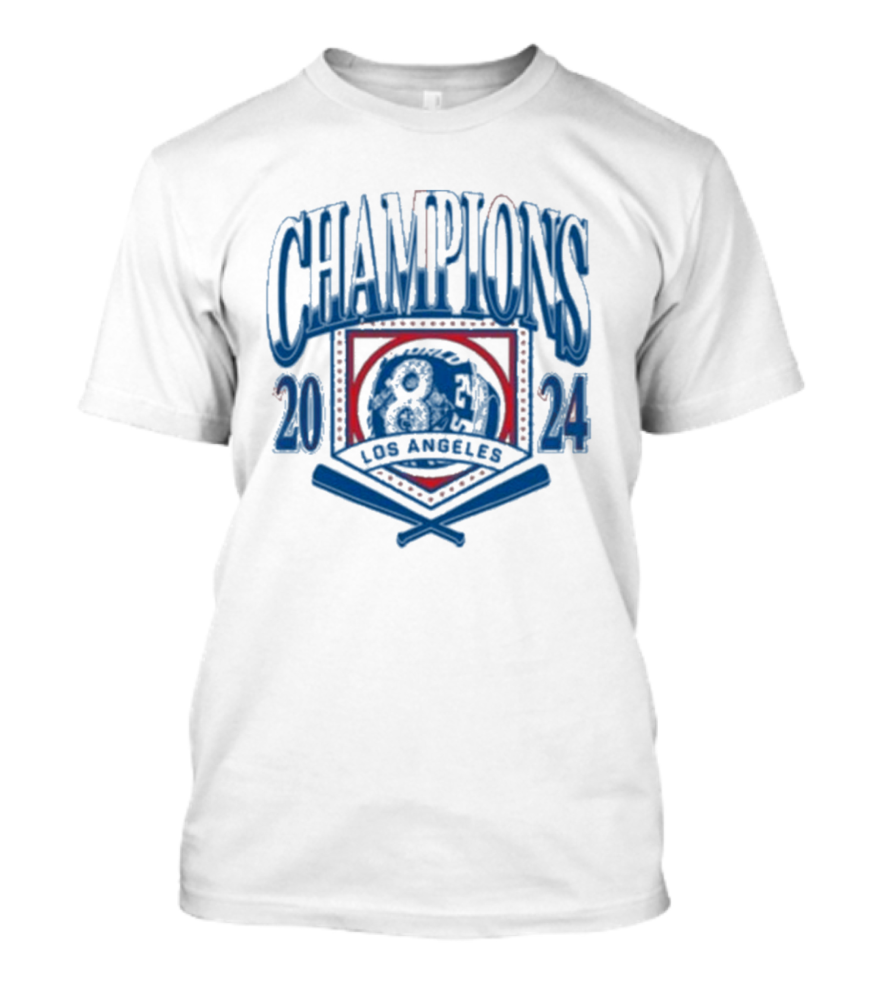 Los Angeles Dodgers 8 Time Champions 2024 Baseball Badge T-Shirt