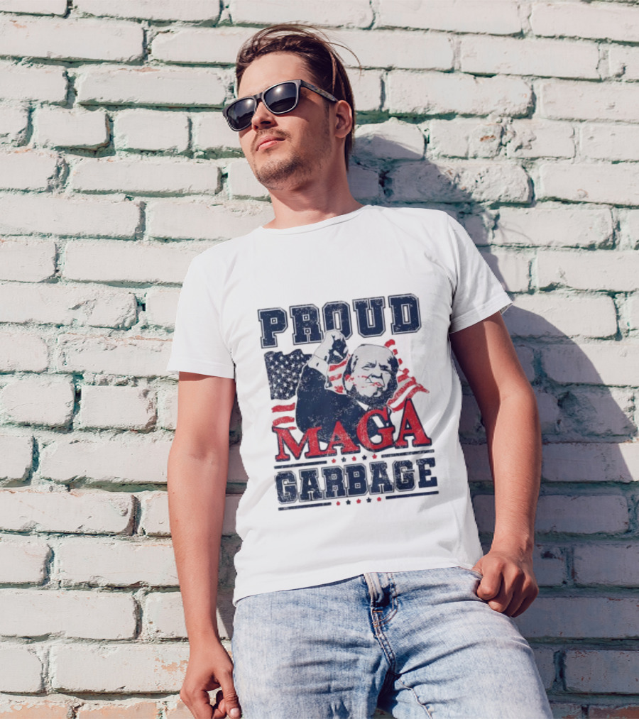 Proud MAGA Trump Supporter Garbage USA Flag T-Shirt