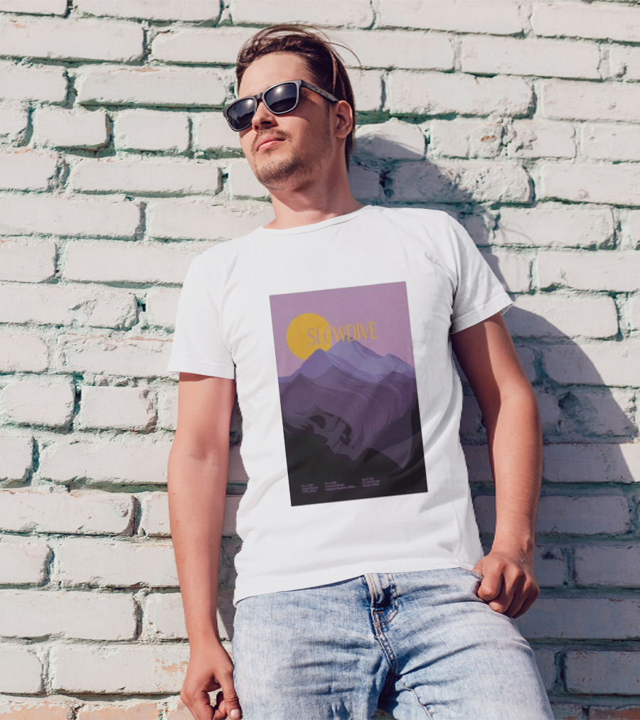 Slowdive Nov 02 2024 San Miguel Ajusco Mexico Tour Purple Mountain Skull T-Shirt