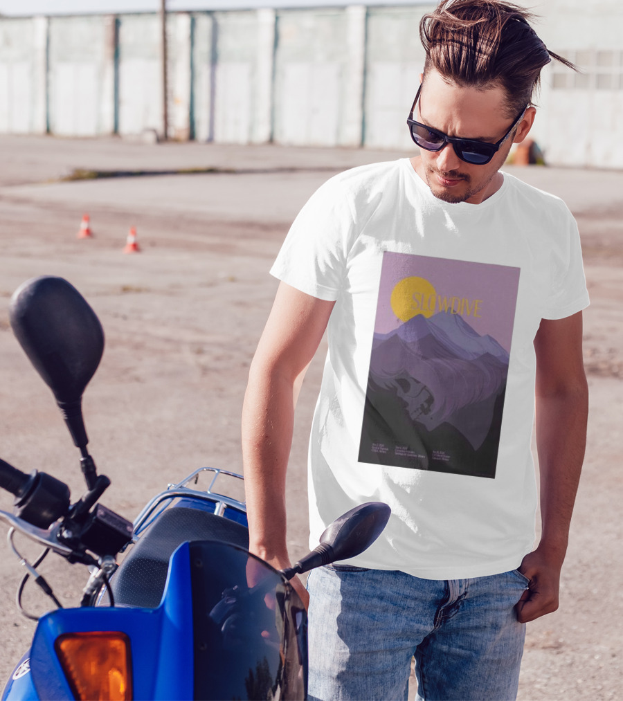 Slowdive Nov 02 2024 San Miguel Ajusco Mexico Tour Purple Mountain Skull T-Shirt