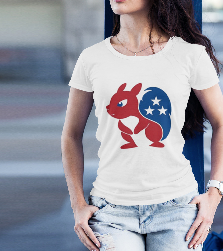Squirrel Mascot With Stars And GOP Red White Blue T-Shirt