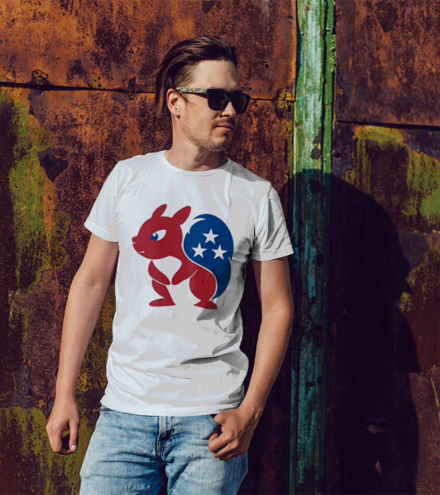 Squirrel Mascot With Stars And GOP Red White Blue T-Shirt