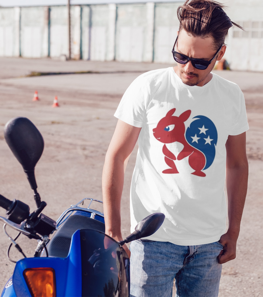 Squirrel Mascot With Stars And GOP Red White Blue T-Shirt