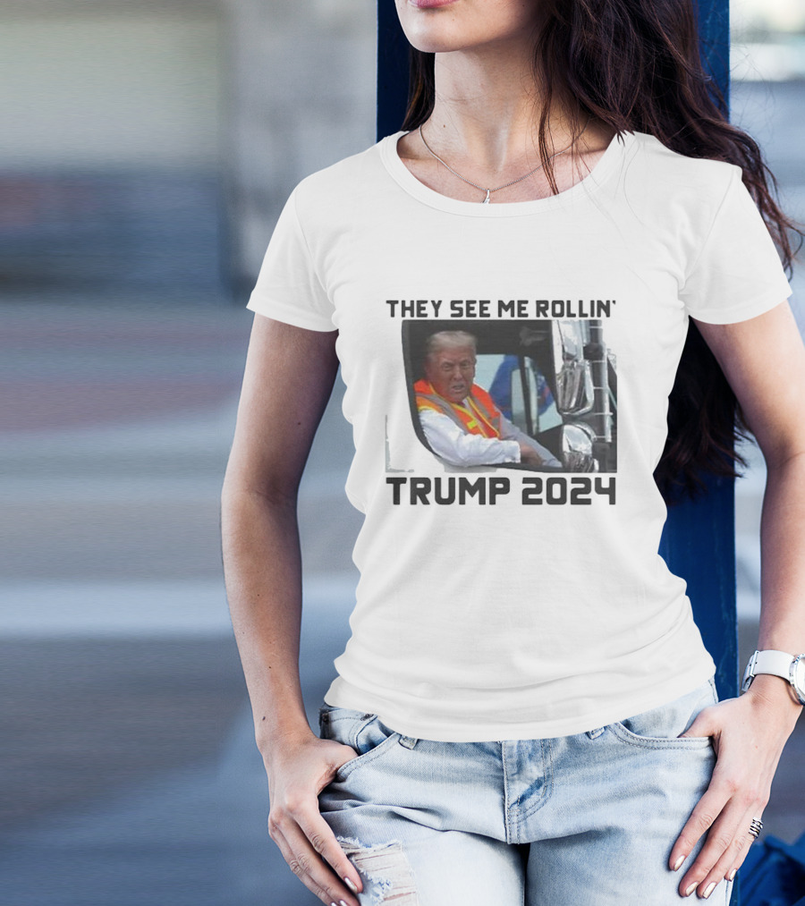 Trump 2024 They See Me Rollin' Garbage Truck T-Shirt