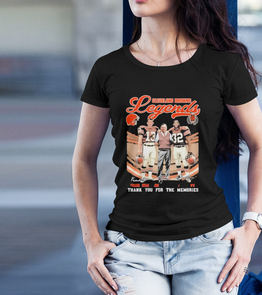 Cleveland Browns Legends Frank Ryan Jim Brown Jim Donovan Thank You For The Memories T-Shirt