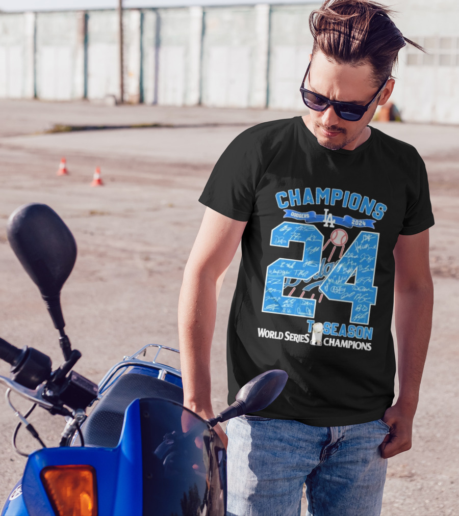 Champions Dodgers 2024 LA Perfect Season World Series Signature T-Shirt