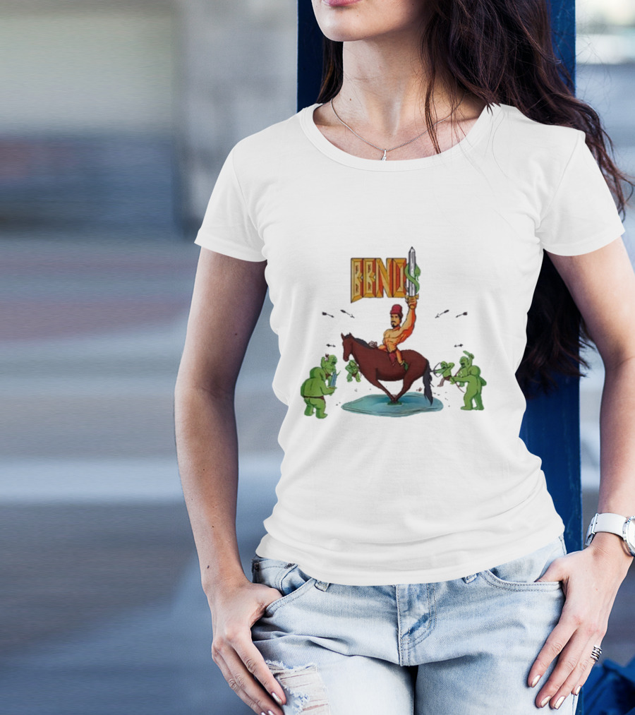 BBNo$ Sword Riding Horse Surrounded By Green Creatures T-Shirt