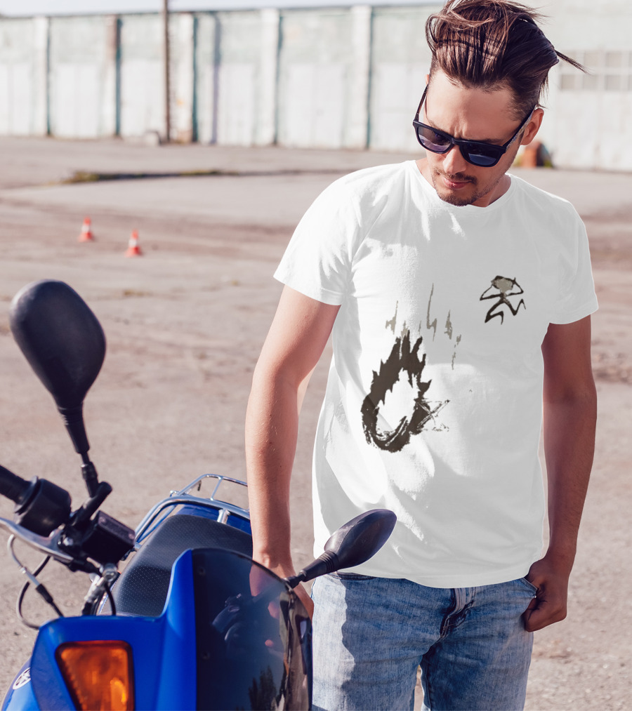 Big Trouble Brown 2024 Stick Figure Jumping Over Fire Trail T-Shirt