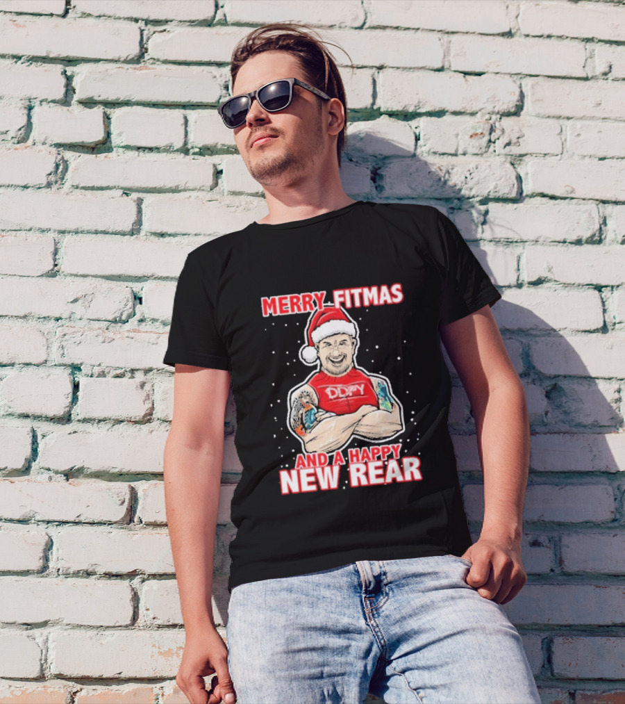 Merry Fitmas And A Happy New Rear DDPY Santa Hat Tattoos T-Shirt