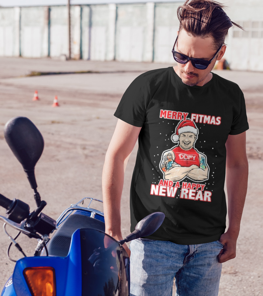 Merry Fitmas And A Happy New Rear DDPY Santa Hat Tattoos T-Shirt