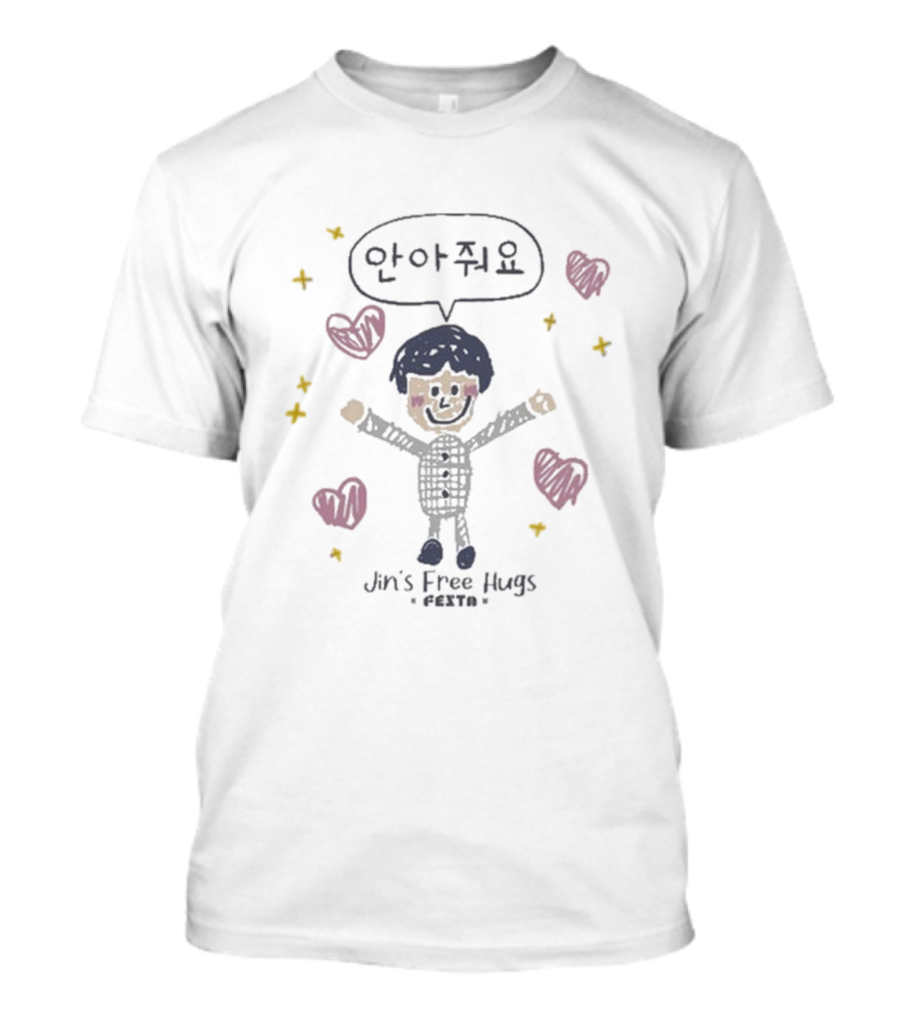 Jin's Free Hugs Festa 2024 Hearts And Stars T-Shirt