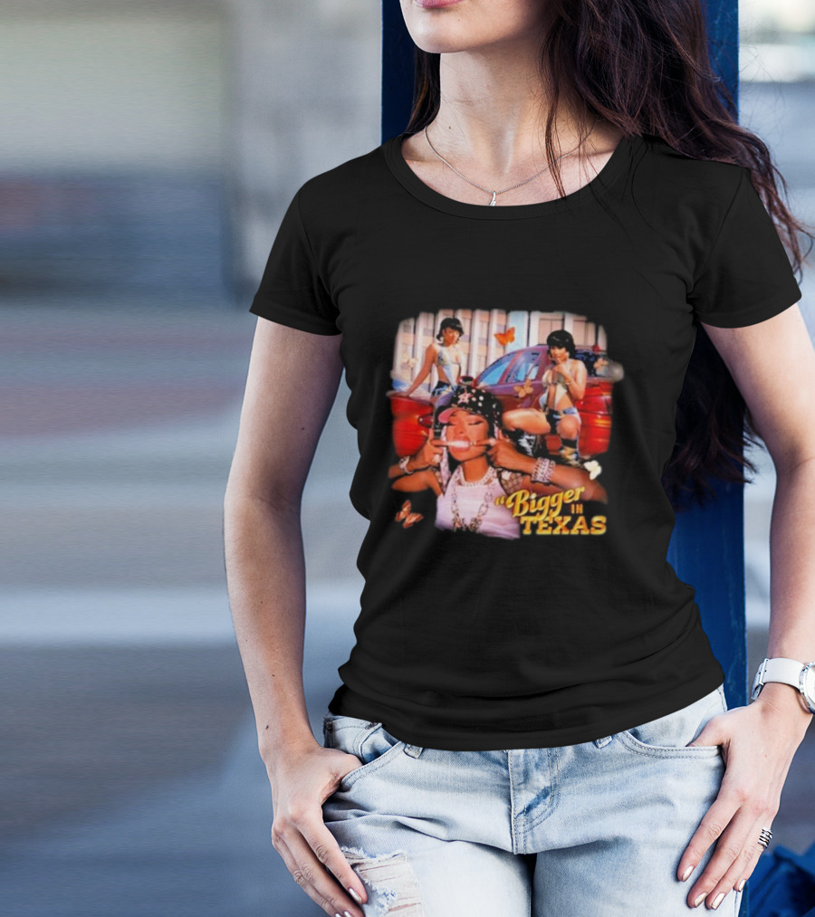 Bigger In Texas Retro Car And Girls T-Shirt