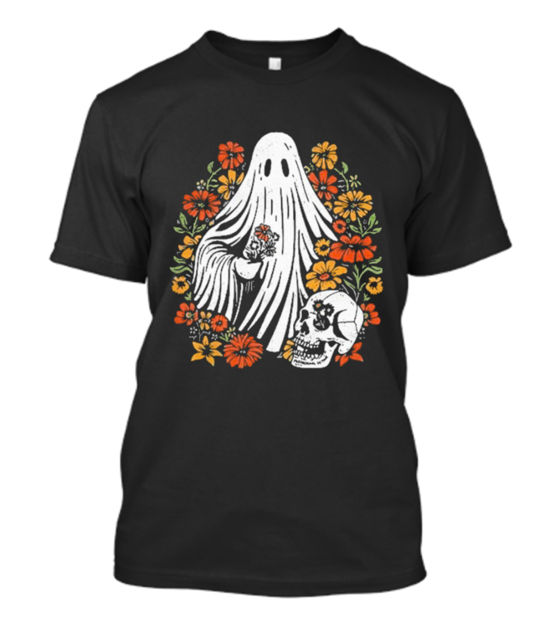 Detune Flower Child 2024 Ghost And Skull Among Vibrant Blooms T-Shirt
