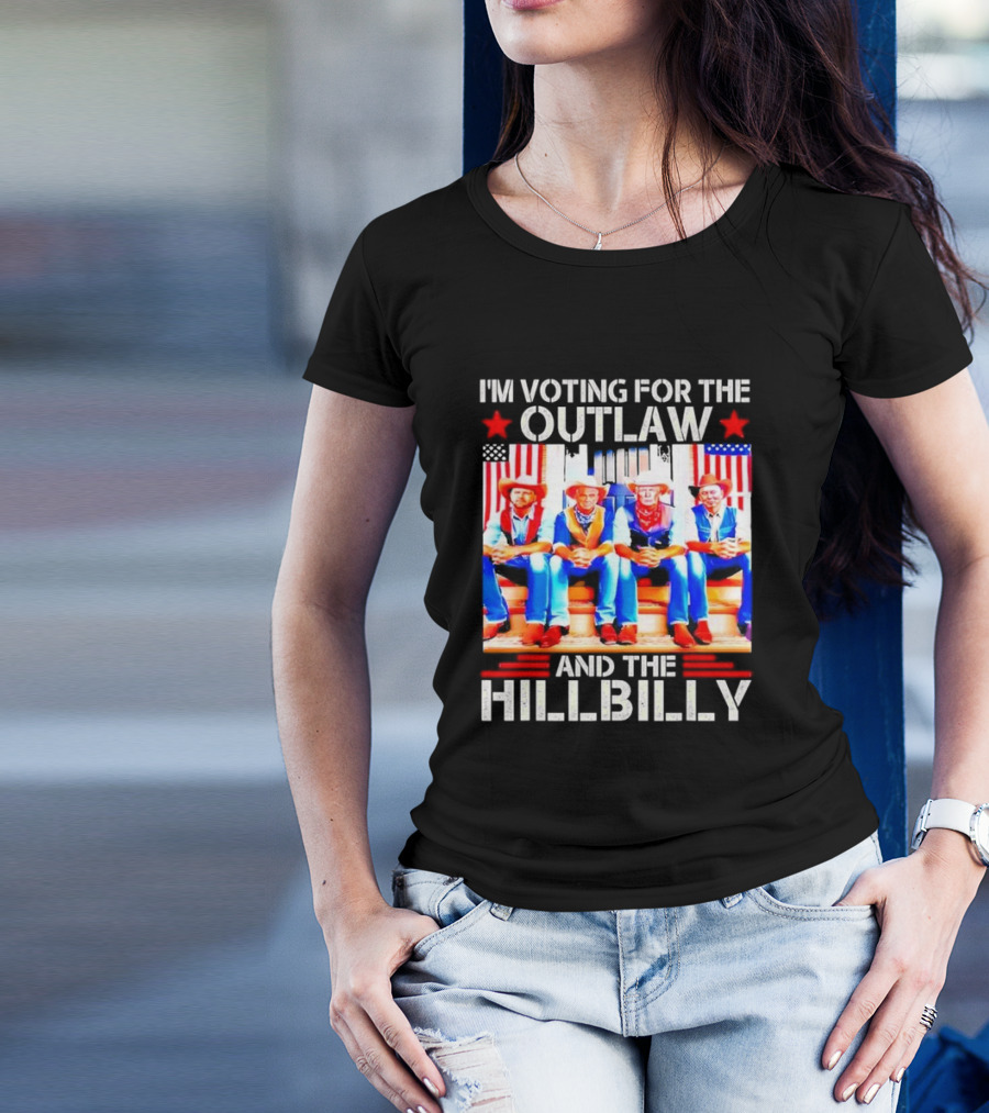 I’m Voting For The Outlaw And The Hillbilly Cowboys American Flag T-Shirt