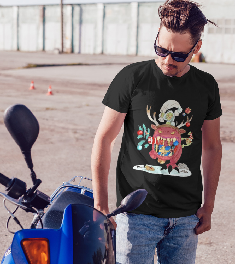 Grotmas Gitz Merry Gitmas Festive Creature With Antlers And Gifts T-Shirt