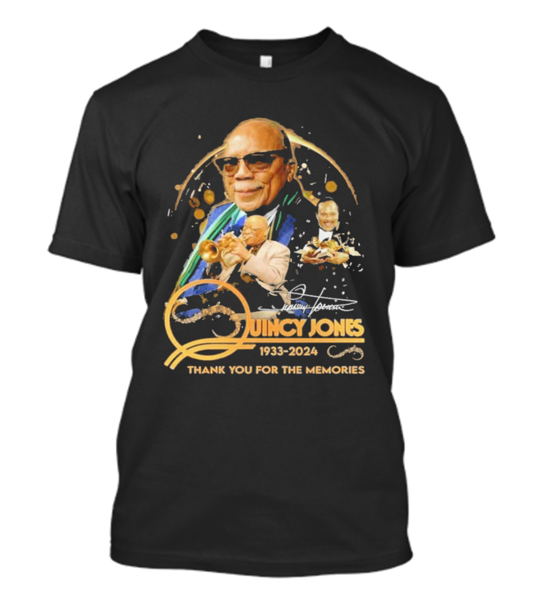 Quincy Jones 1933-2024 Thank You For The Memories Signature Collection T-Shirt
