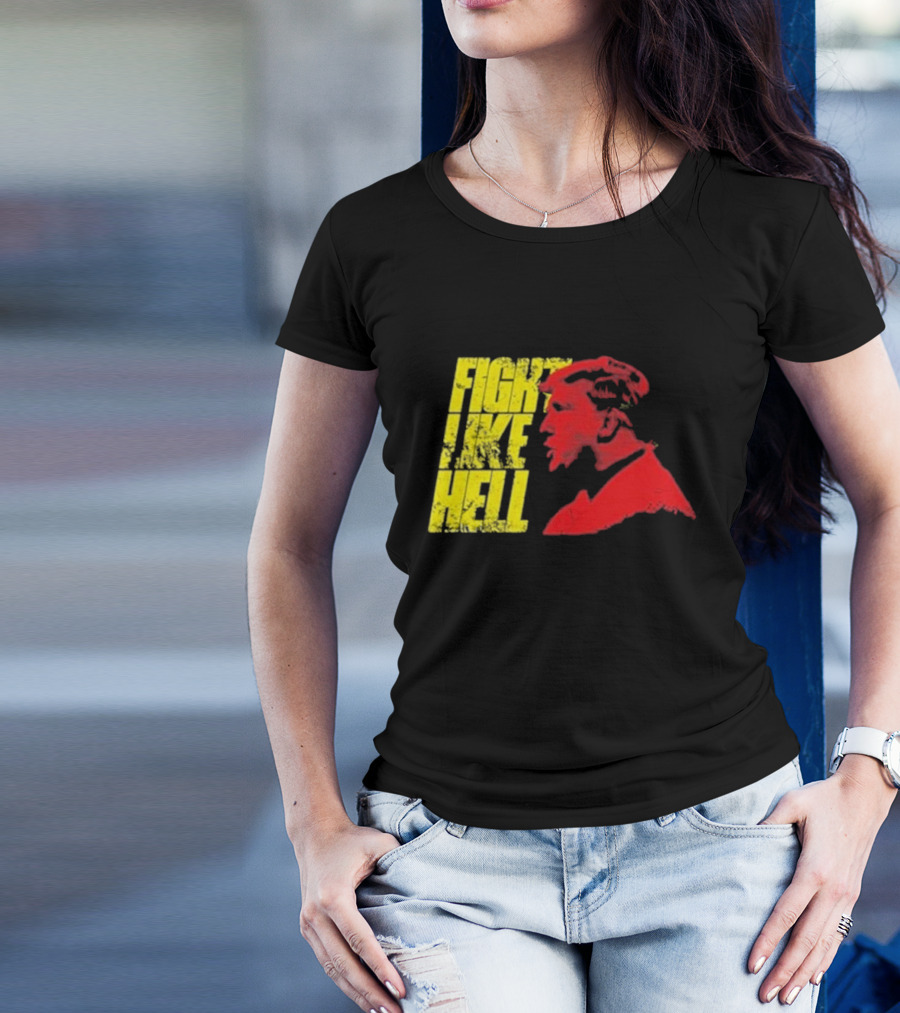 Steven Crowder Trump Fight Like Hell Yellow Text Red Profile T-Shirt
