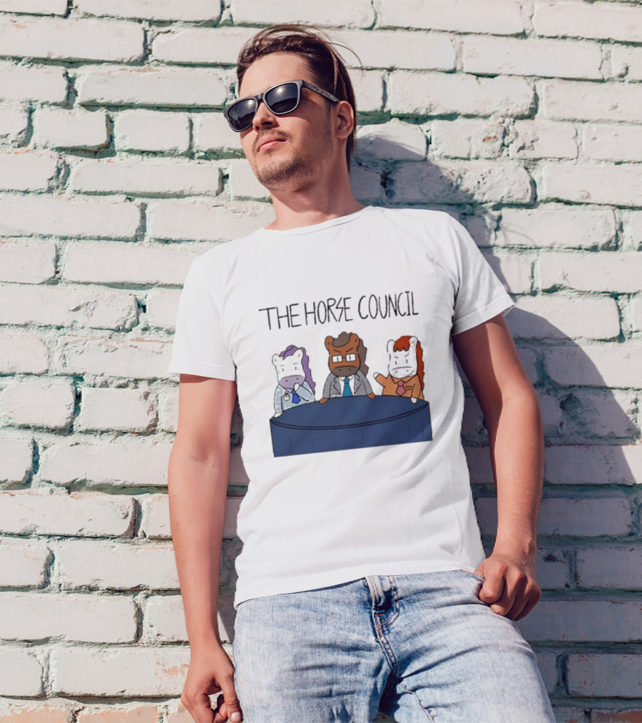 Jimothy Cool The Horse Council Cartoon Panel Meeting T-Shirt