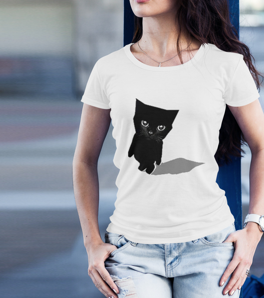 Sluj Art Bro Cute Black Cat Pixelated T-Shirt