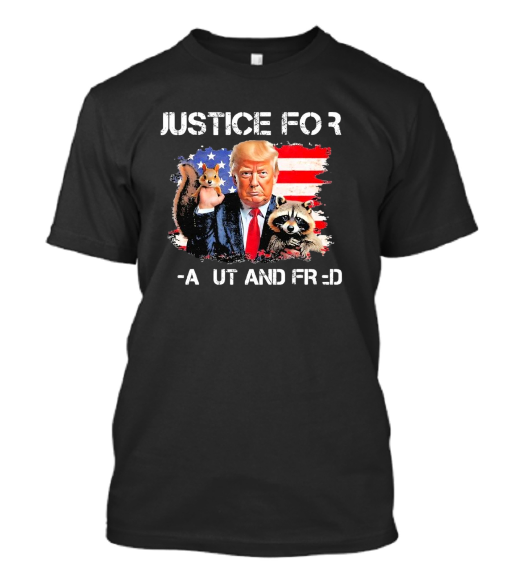Justice For Peanut Squirrel Fred Raccoon Trump MAGA American Flag T-Shirt