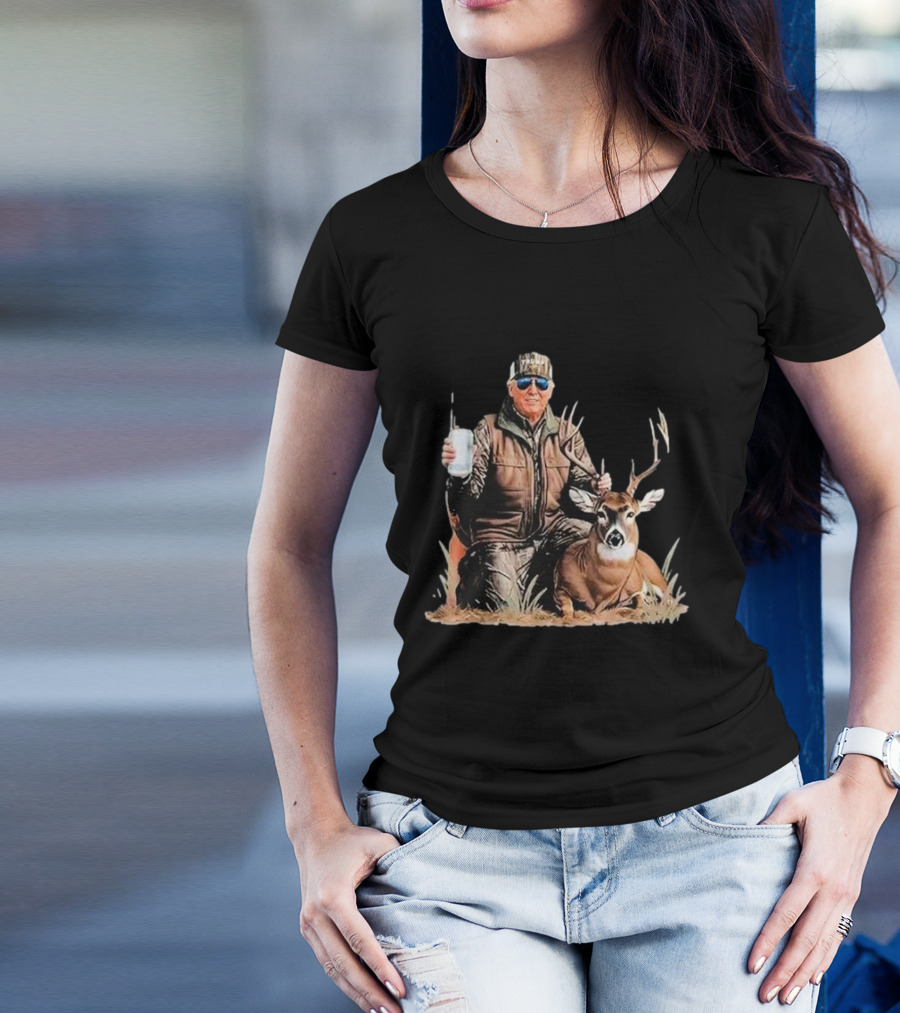 Donald Trump Deer Hunting Old School Camouflage Become My President 2025 T-Shirt
