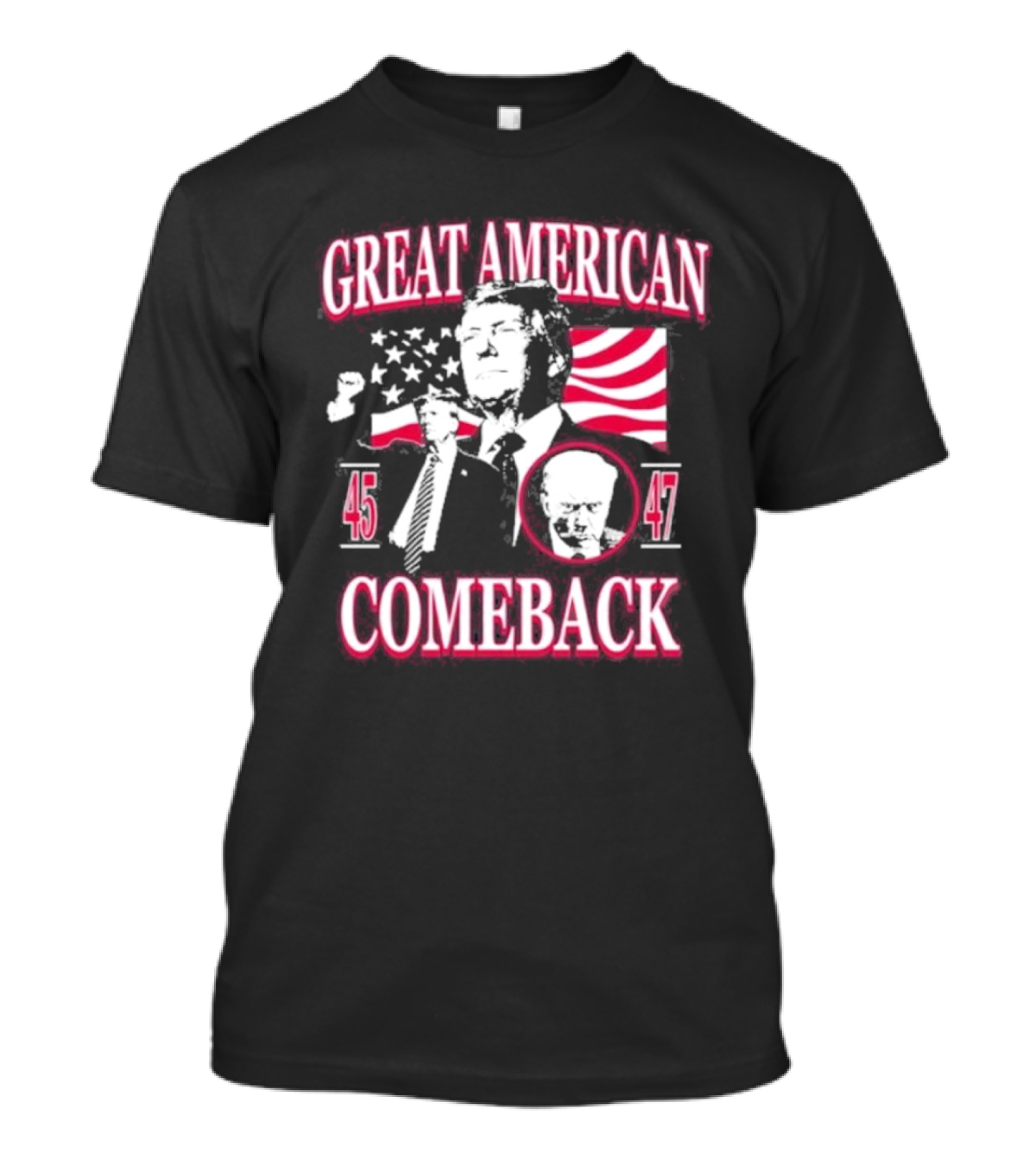 Great American Comeback 45 47 Old Row Trump Flag T-Shirt