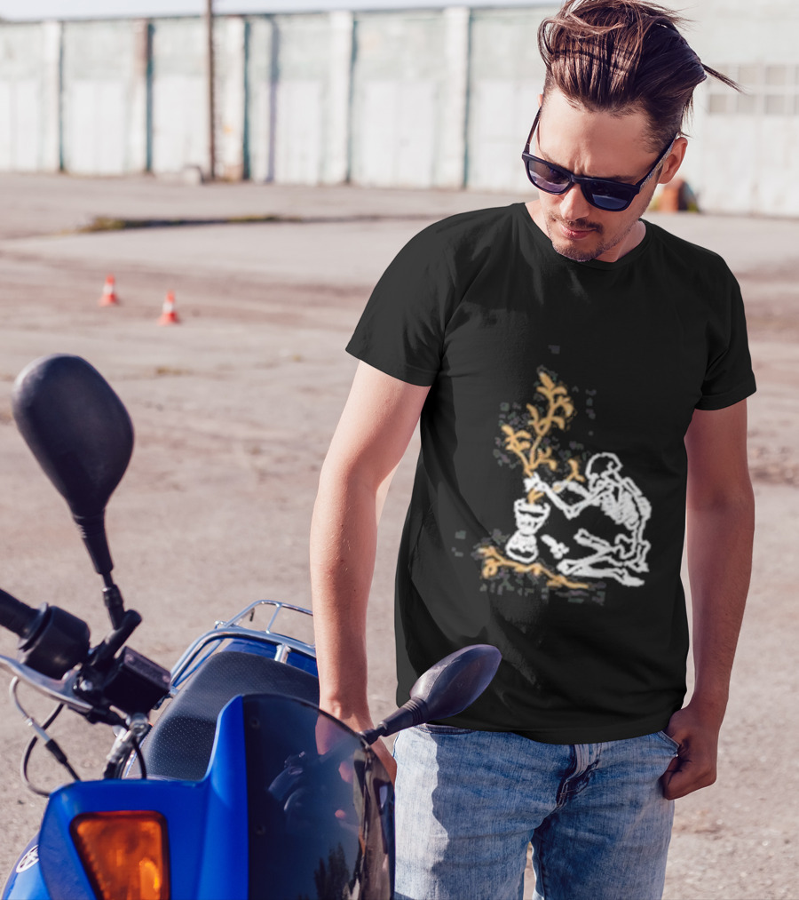 Skeleton Gardener Tending To Plant In Pot T-Shirt