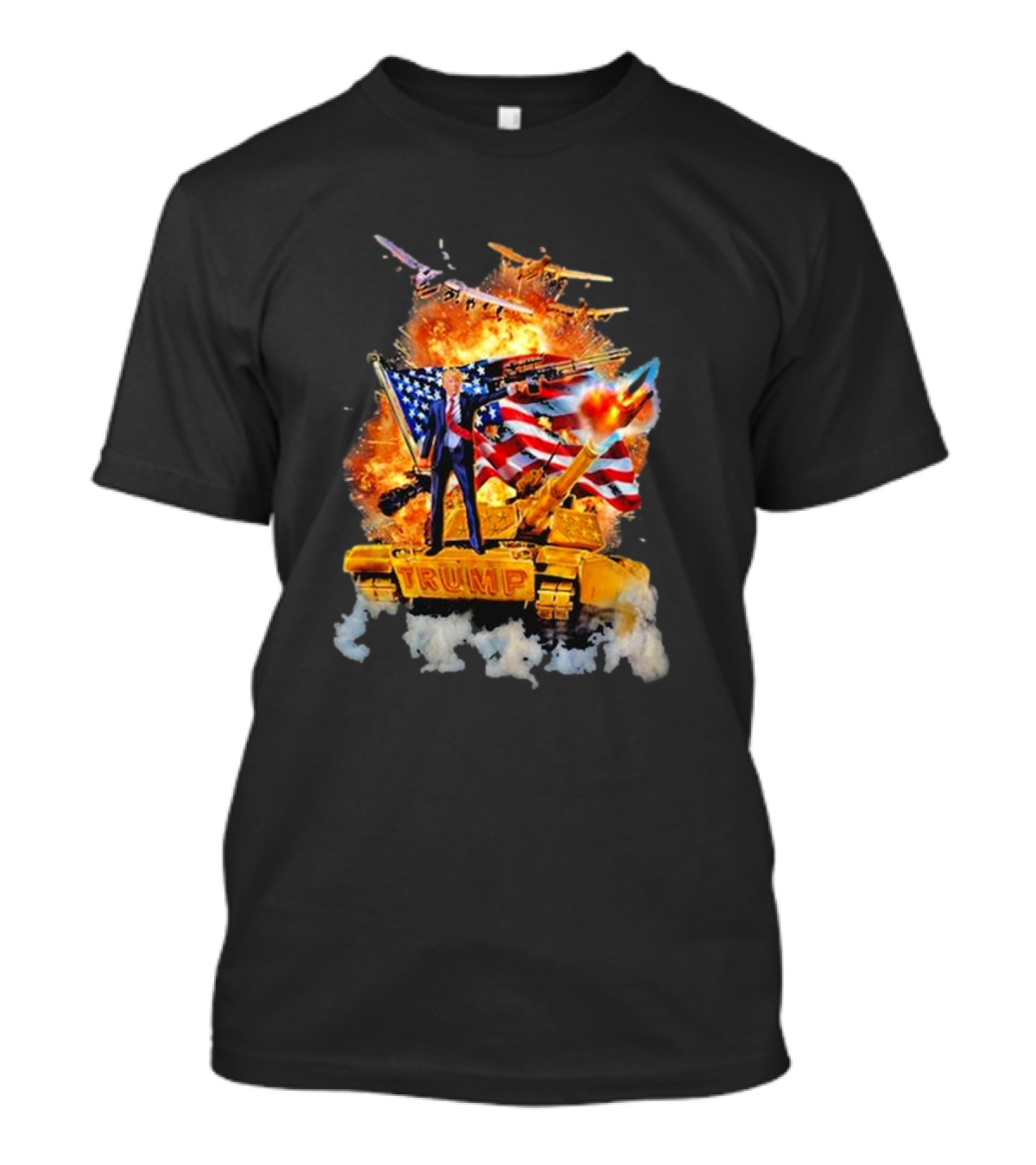 United States President Donald Trump Epic Battle Tank Explosion Flag T-Shirt