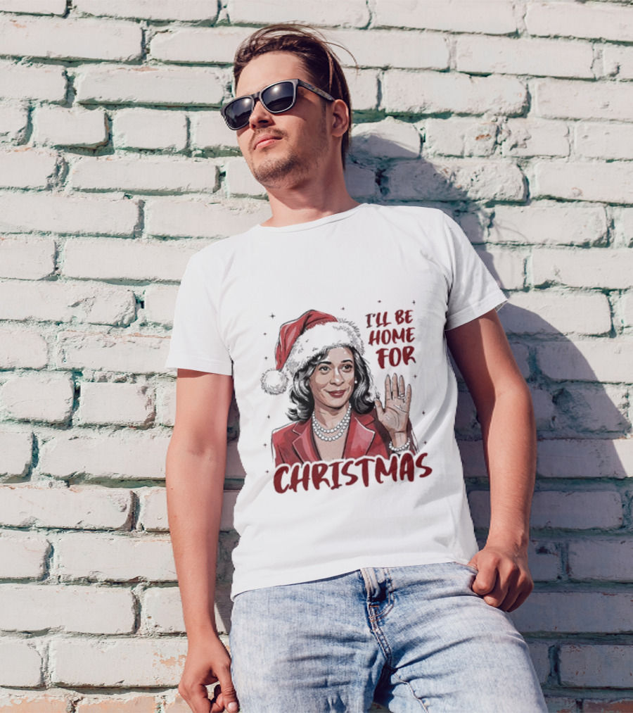 Kamala Harris I’ll Be Home For Christmas Santa Hat T-Shirt
