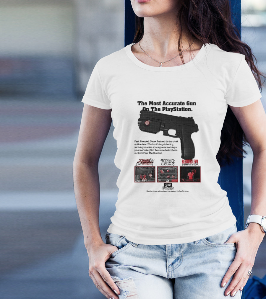 The Most Accurate Gun On The PlayStation Resident Evil Survivor Point Blank GunCon T-Shirt