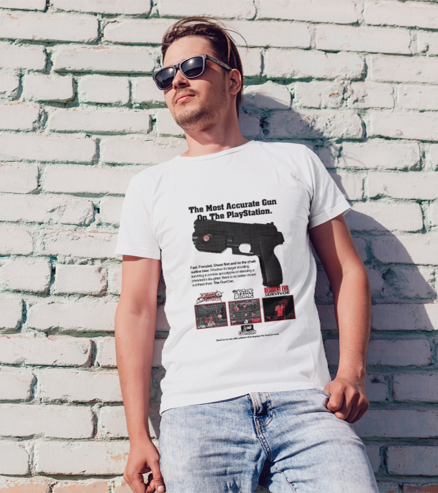 The Most Accurate Gun On The PlayStation Resident Evil Survivor Point Blank GunCon T-Shirt
