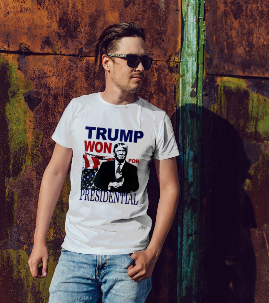 TRUMP WON FOR PRESIDENTIAL 2024 Patriotic Flag Background T-Shirt