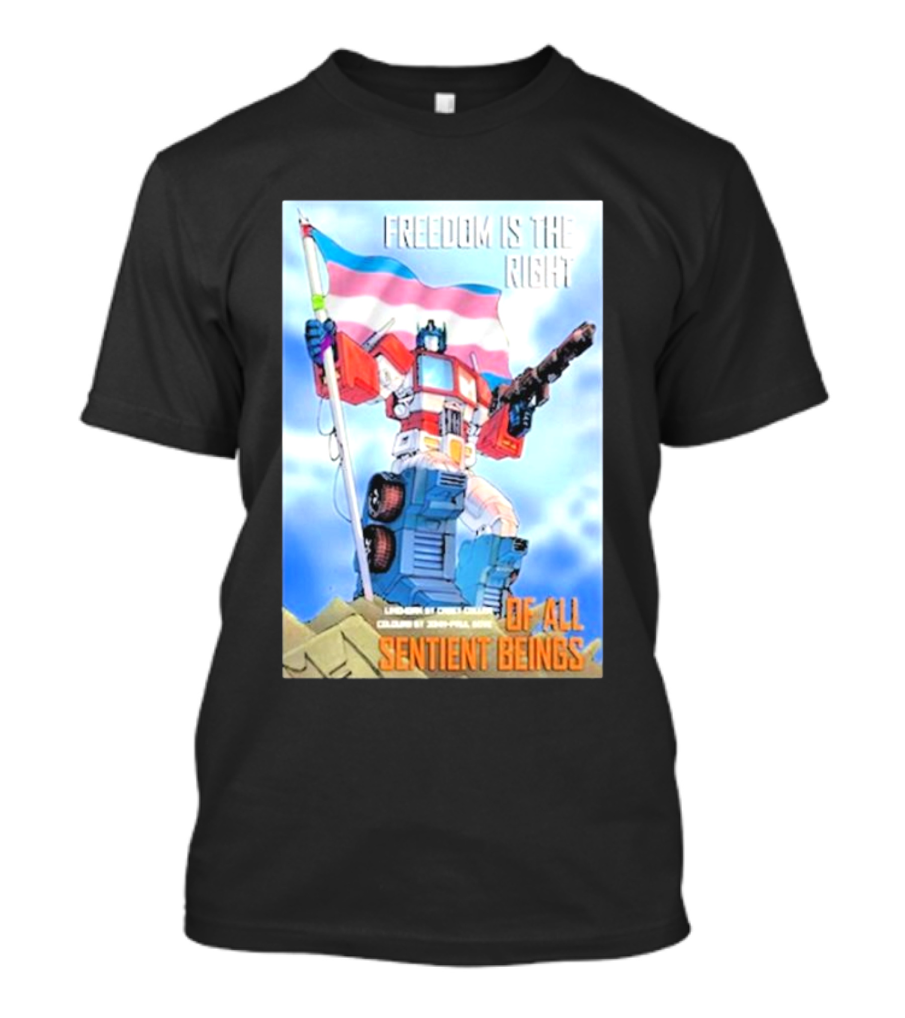 Freedom Is The Right Of All Sentient Beings Optimus Prime Transgender Flag T-Shirt