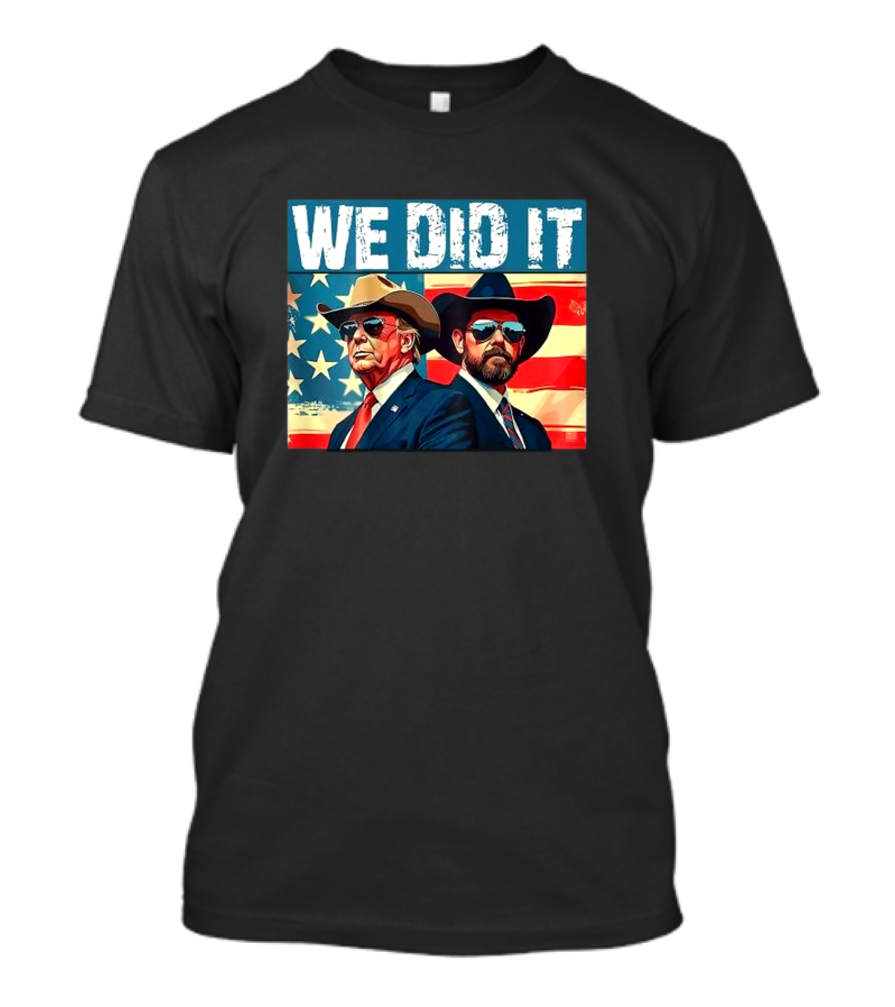We Did It Trump Outlaw Hillbilly 2024 American Flag T-Shirt