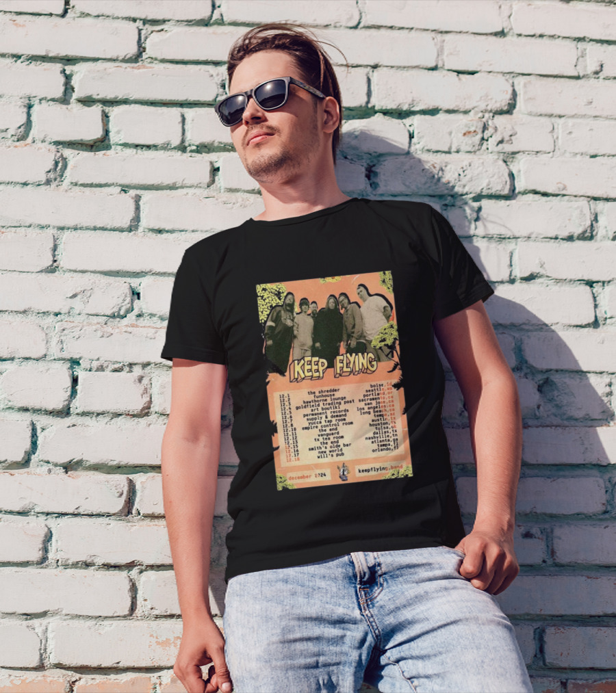Keep Flying Band December 2024 U.S. Tour Dates Poster With Cities And Venues T-Shirt