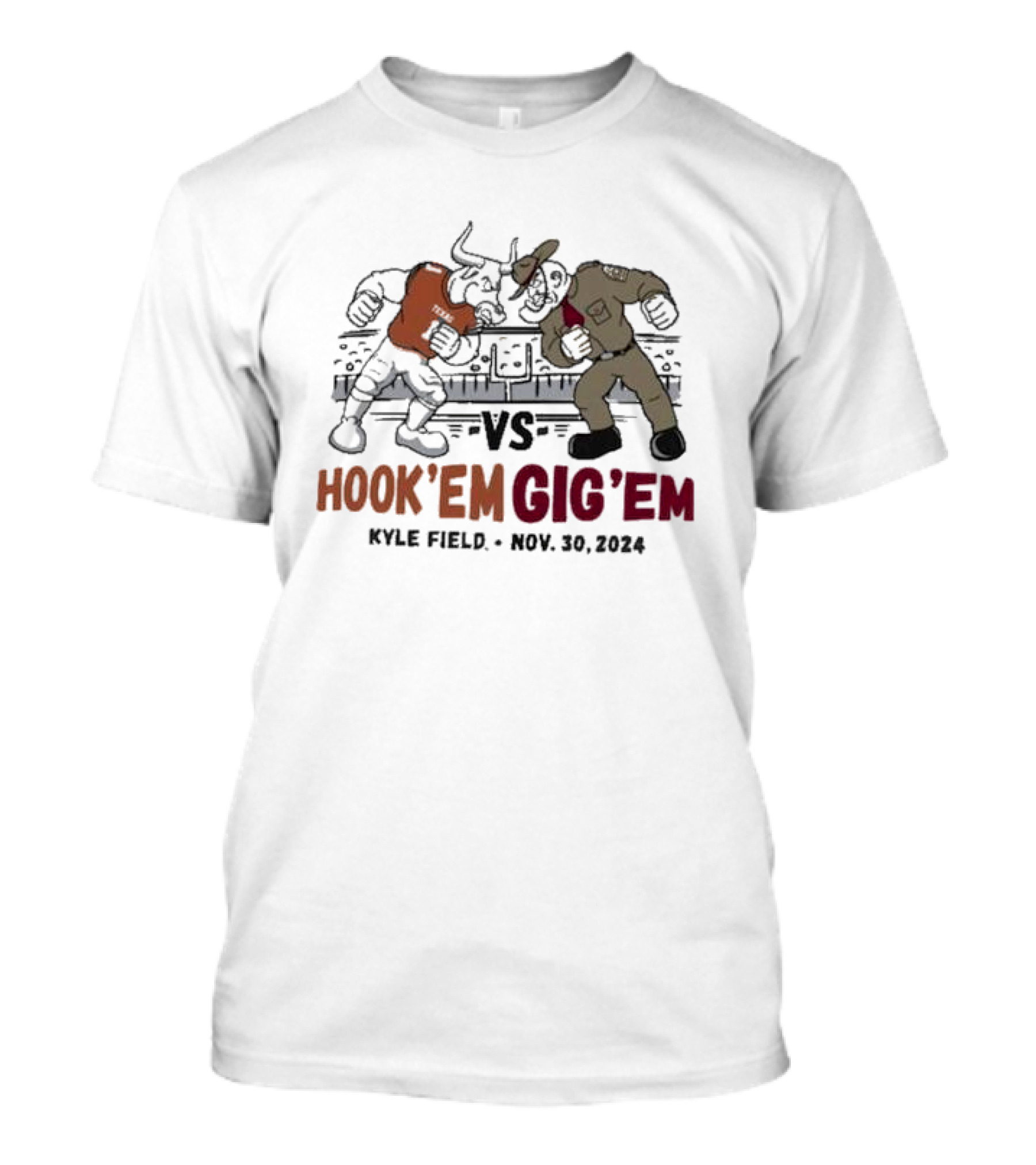 Kyle Field Nov. 30, 2024 Hook'em Vs Gig'em Champion Oatmeal Texas A&M Aggies Vs Texas Longhorns Lone Star Showdown Matchup T-Shirt