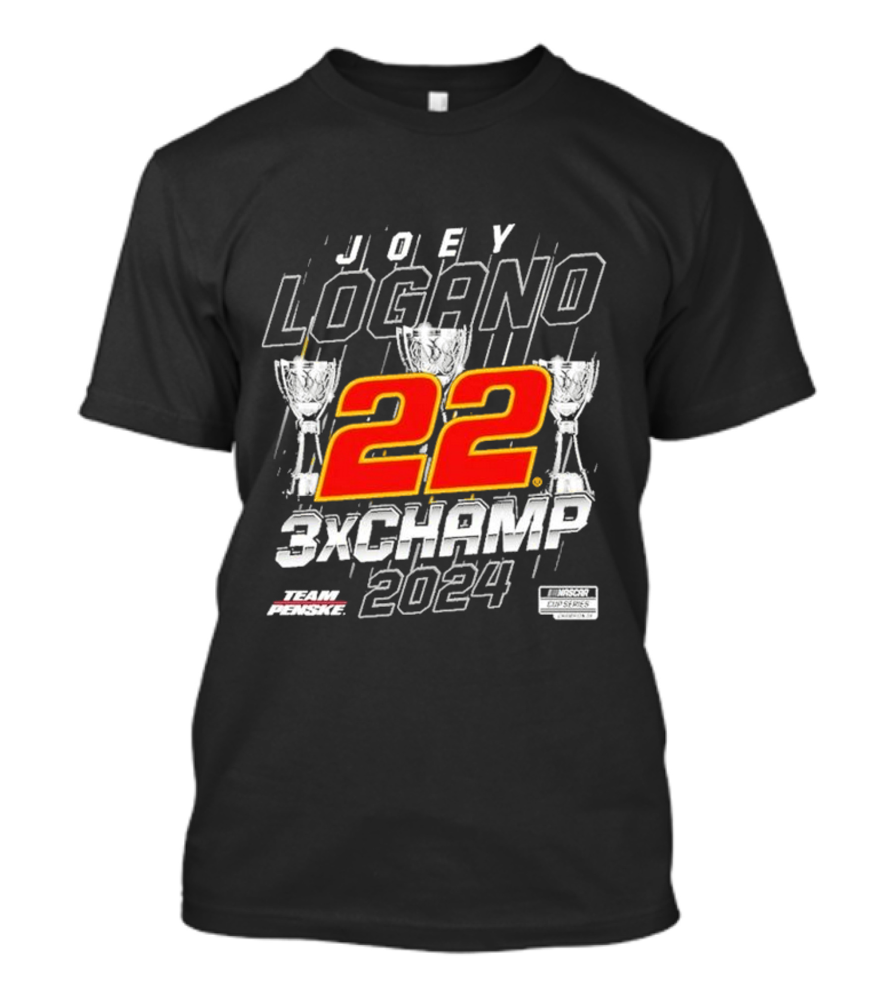 Joey Logano 22 Team Penske 3x Champ 2024 NASCAR Cup Series T-Shirt