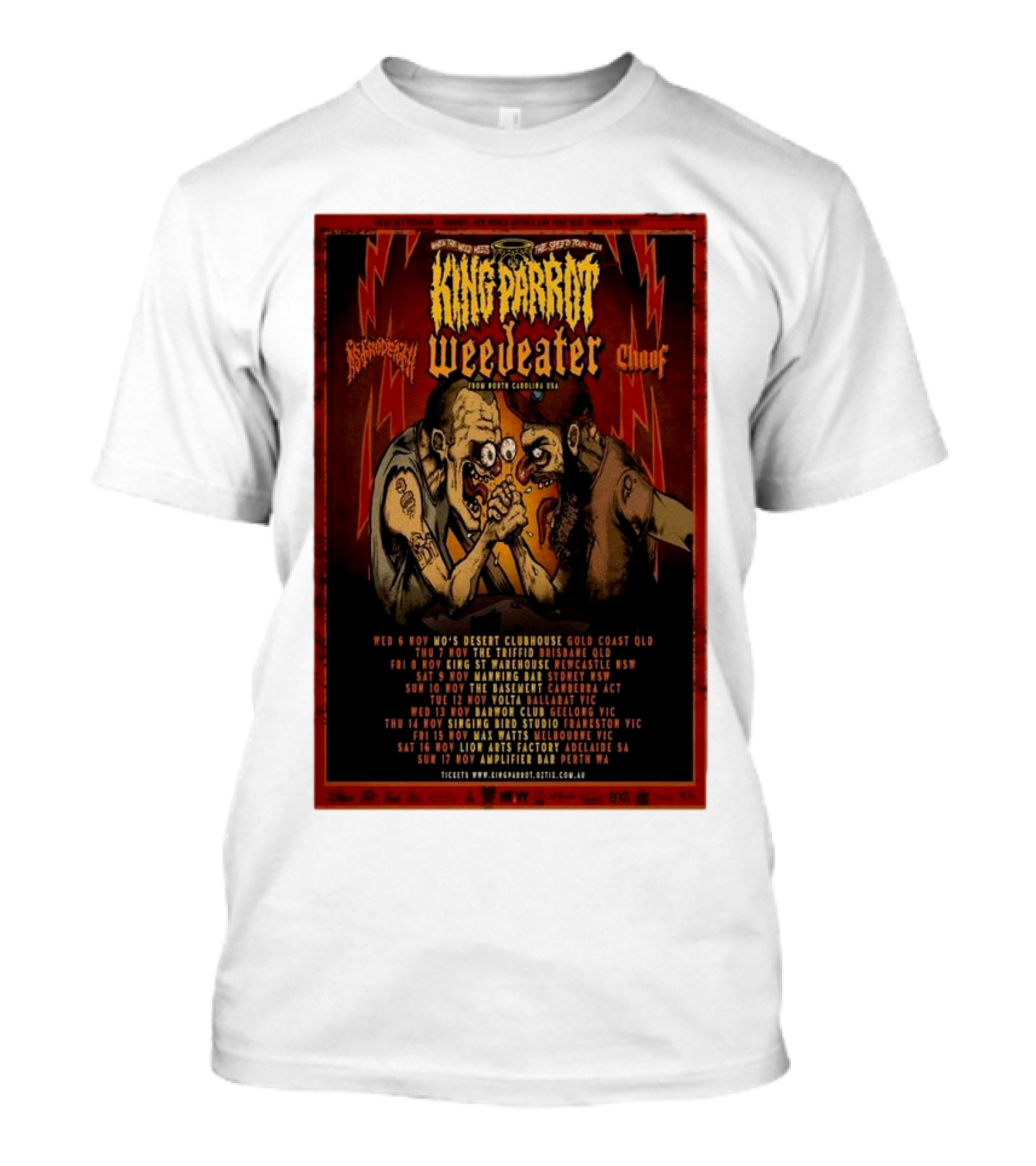 King Parrot, Weedeater, Brainoil, Choof Tour T-Shirt