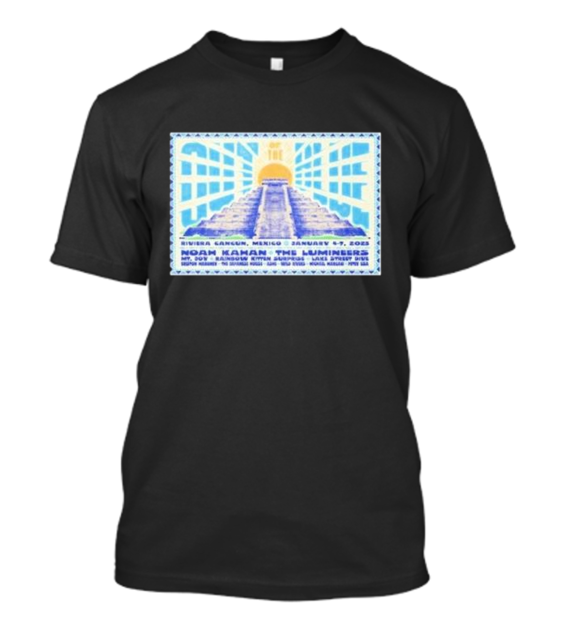 Out Of The Blue Festival Riviera Cancun Mexico January 4-7 2025 Featuring Noah Kahan The Lumineers Mt. Joy Rainbow Kitten Surprise Lake Street Dive T-Shirt
