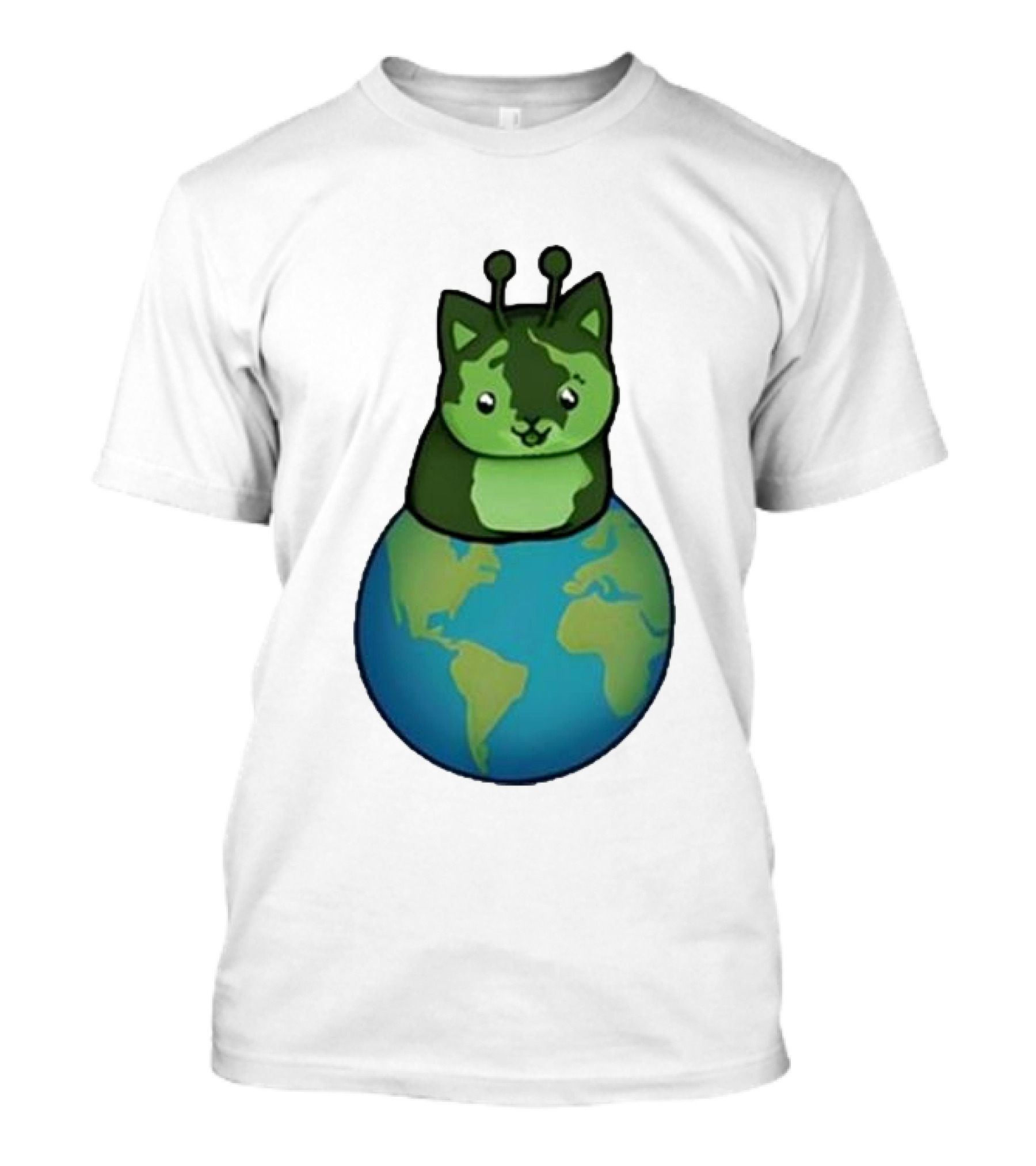Alien Cat On Earth Biscuit Cult T-Shirt