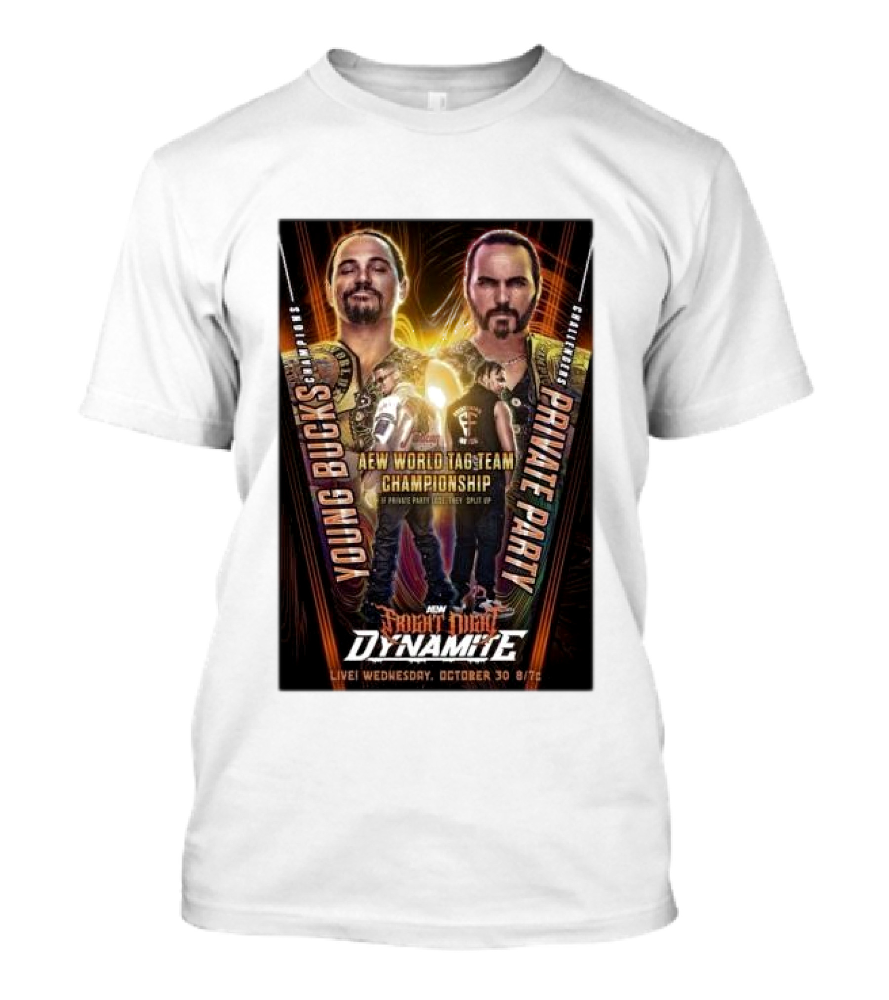 Young Bucks Vs Private Party AEW World Tag Team Championship Fright Night Dynamite October 30 Live 8/7c T-Shirt