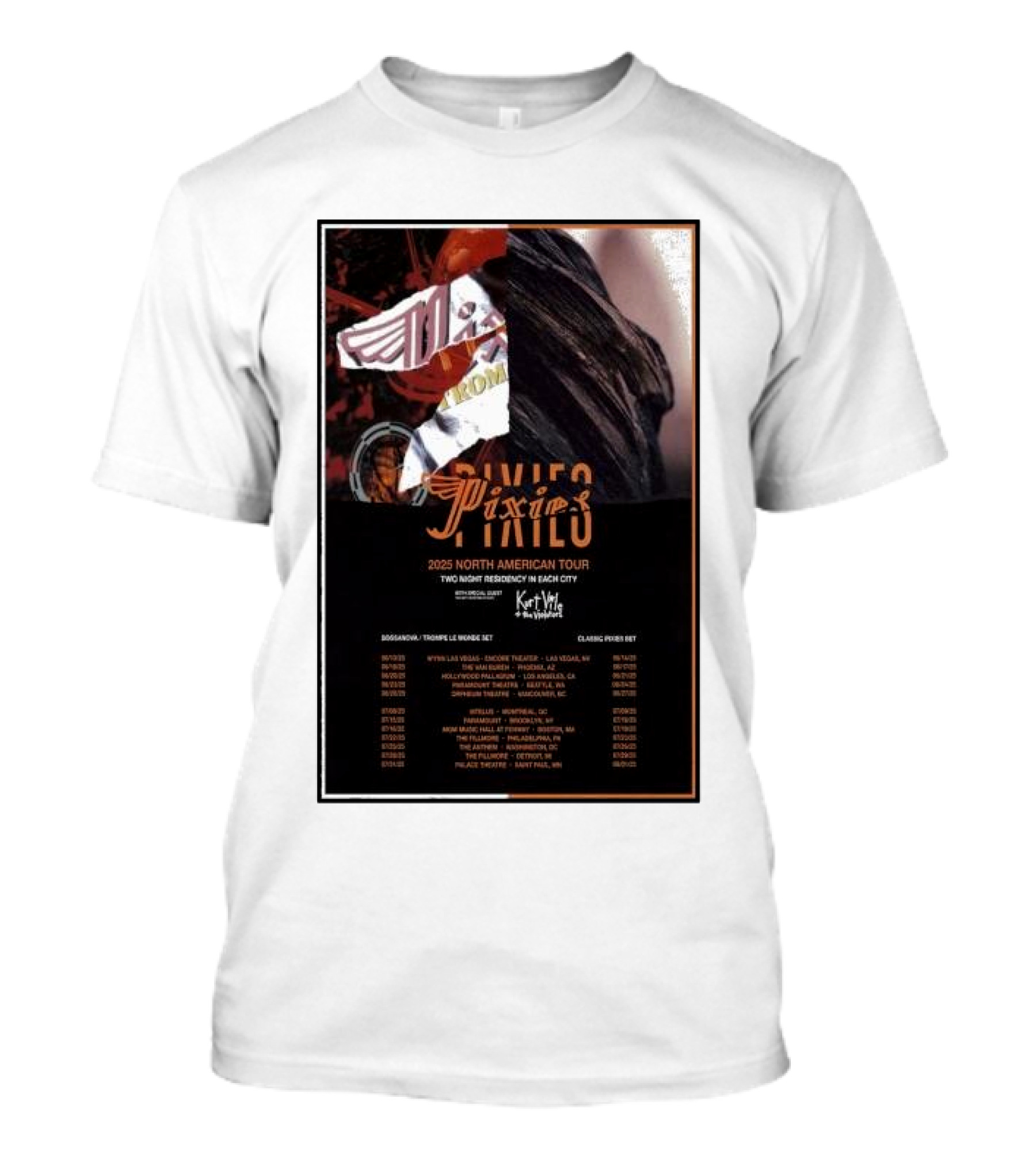 Pixies 2025 North American Tour Two Night Residency In Each City Featuring Kitten And Special Guests T-Shirt