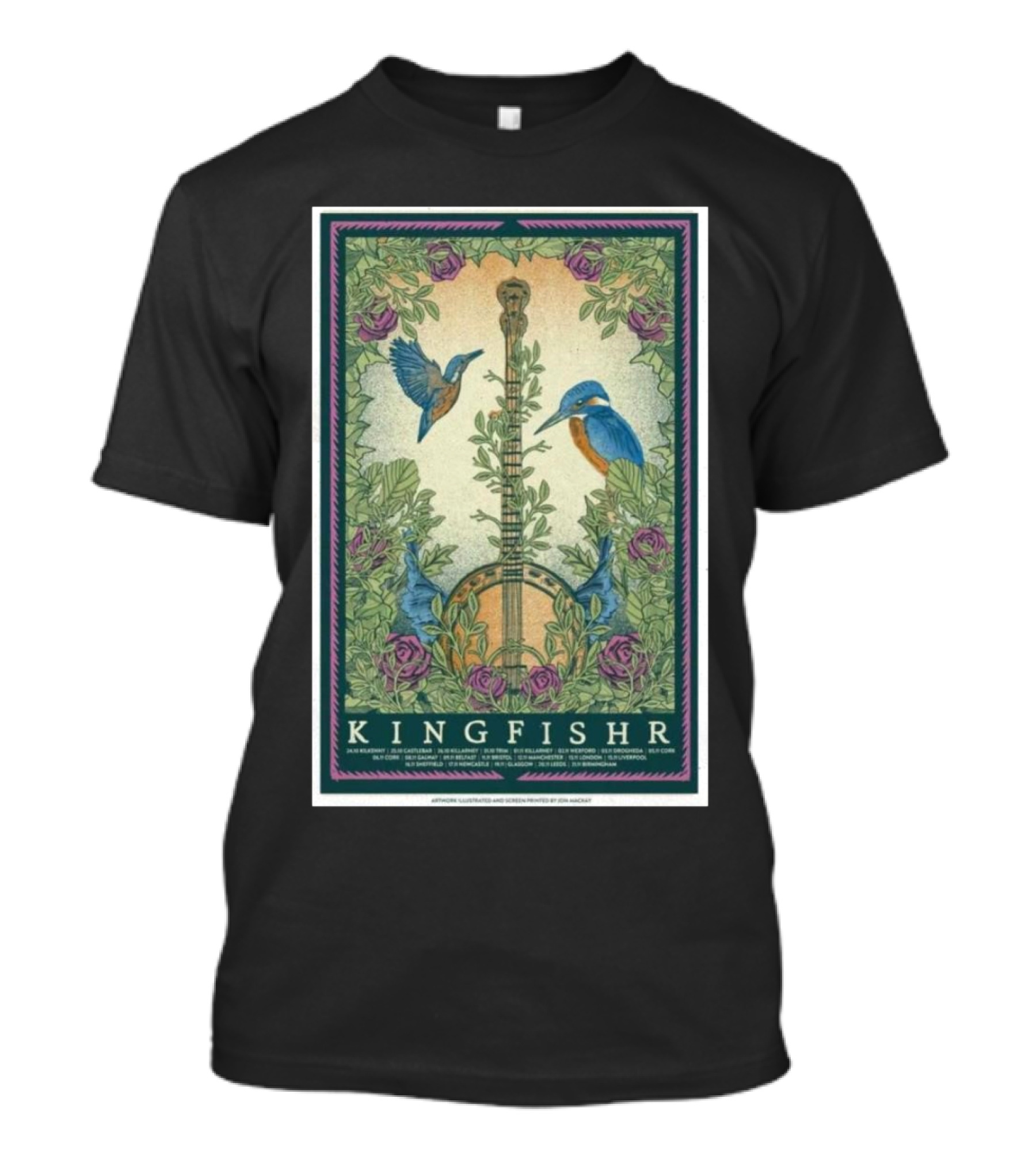 KingFishr Botanical Birds Banjo Art November 2024 Concert T-Shirt