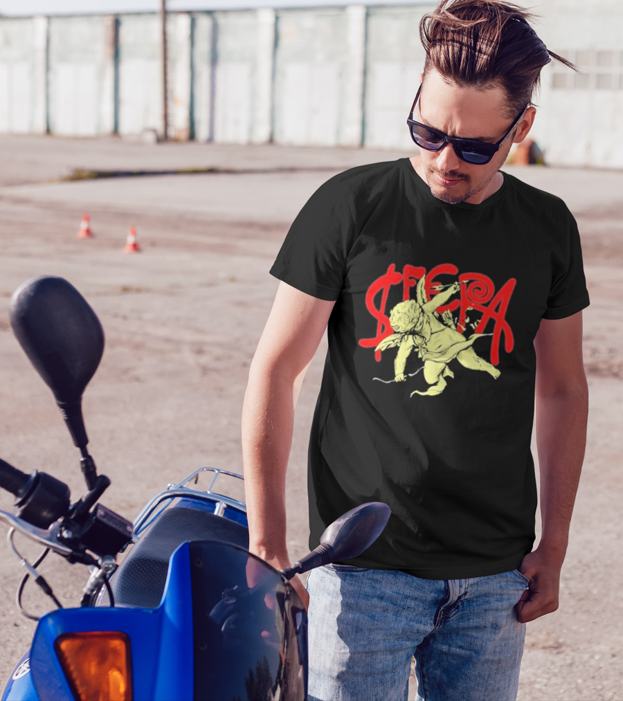 Sfera Ebbasta Cupido Cherub Red Lettering T-Shirt