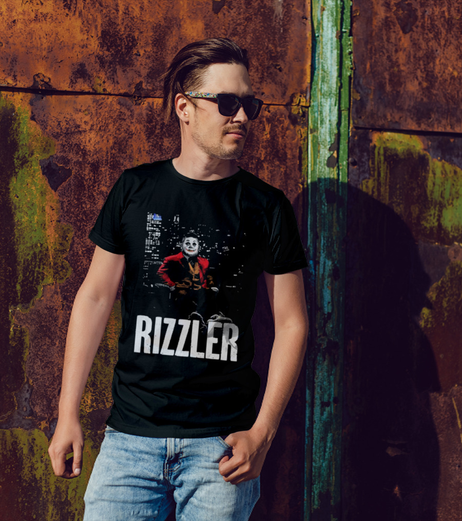 Rizzler Shitheadsteve Joker Style Cityscape Background T-Shirt