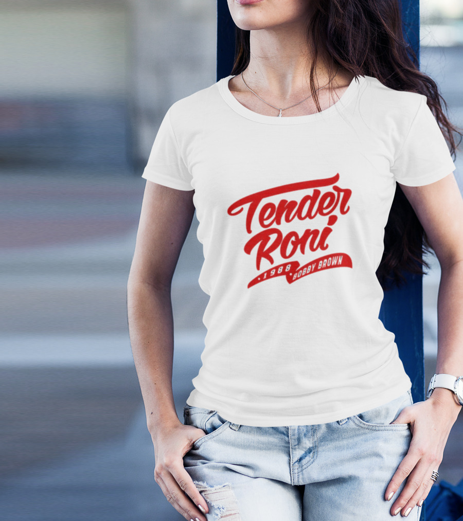 Tender Roni 1988 Bobby Brown Bold Red Lettering T-Shirt