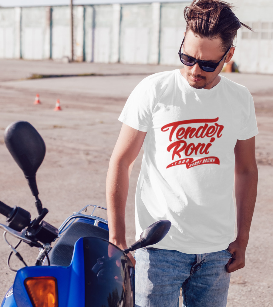 Tender Roni 1988 Bobby Brown Bold Red Lettering T-Shirt