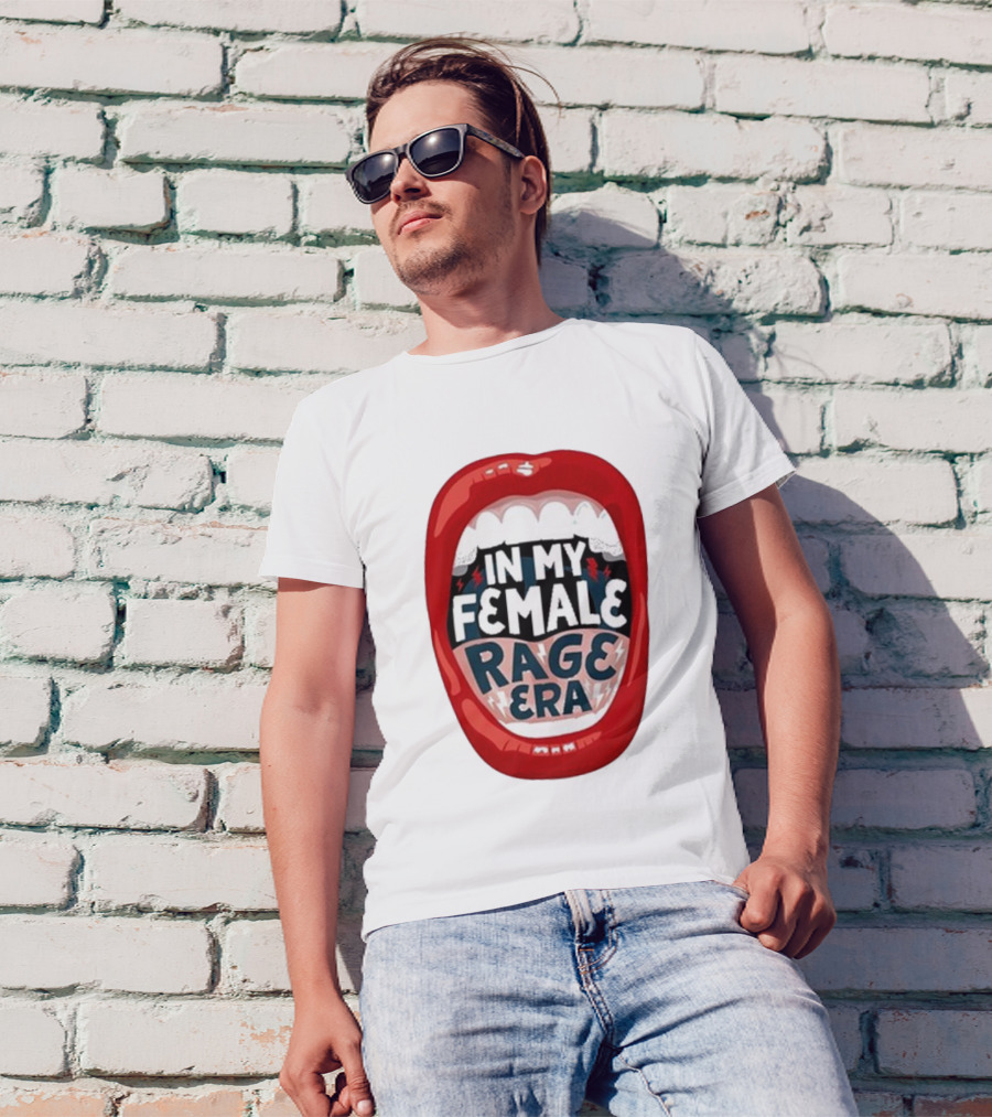 The Reswiftance In My Female Rage Era Red Lips Bold Typography T-Shirt